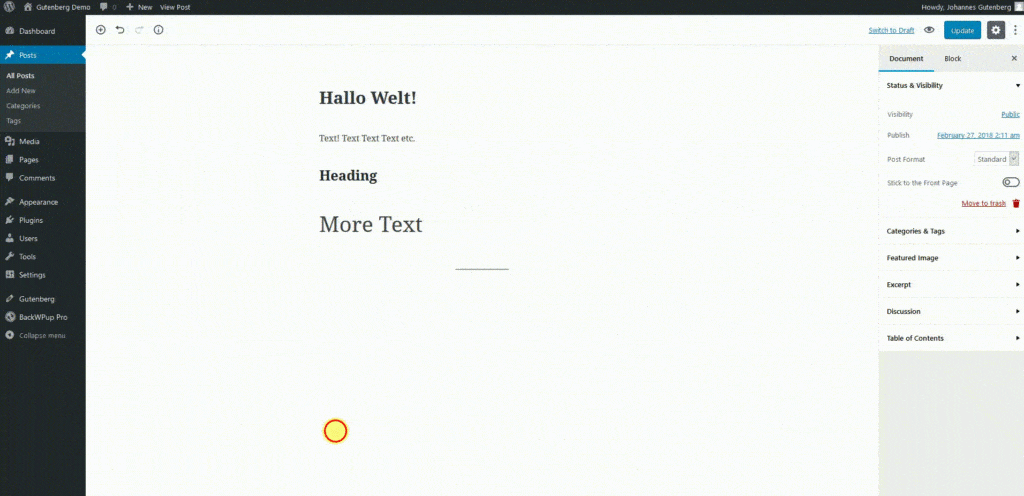 Der Gutenberg Editor ermöglicht individuelle Layouts.