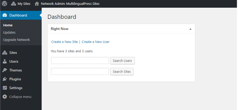 Multisite Admin Area