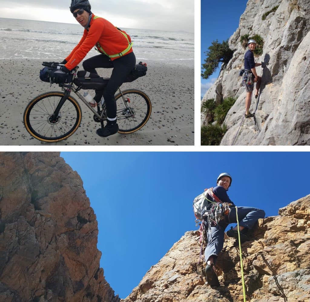 Frank Bültge climbing and cycling